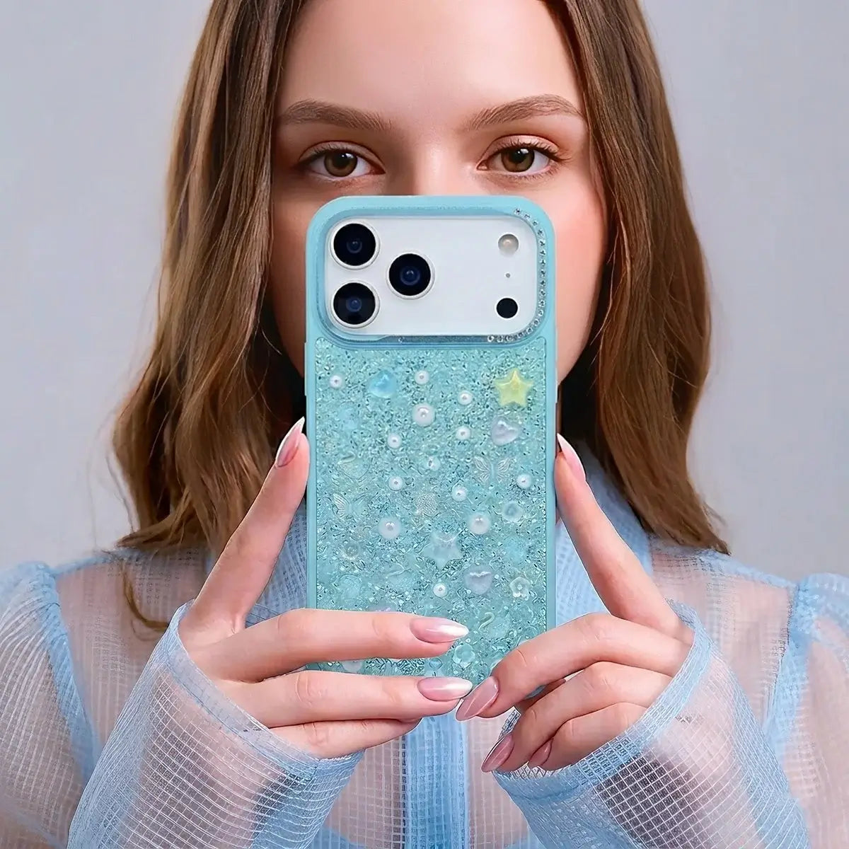 Buy Iridescent Feather Glitter Case for iPhone: MagSafe Compatible, Slim Anti-Drop Shield - LUMI at Caseles-iPhone 17 Pro Max, Light Purple