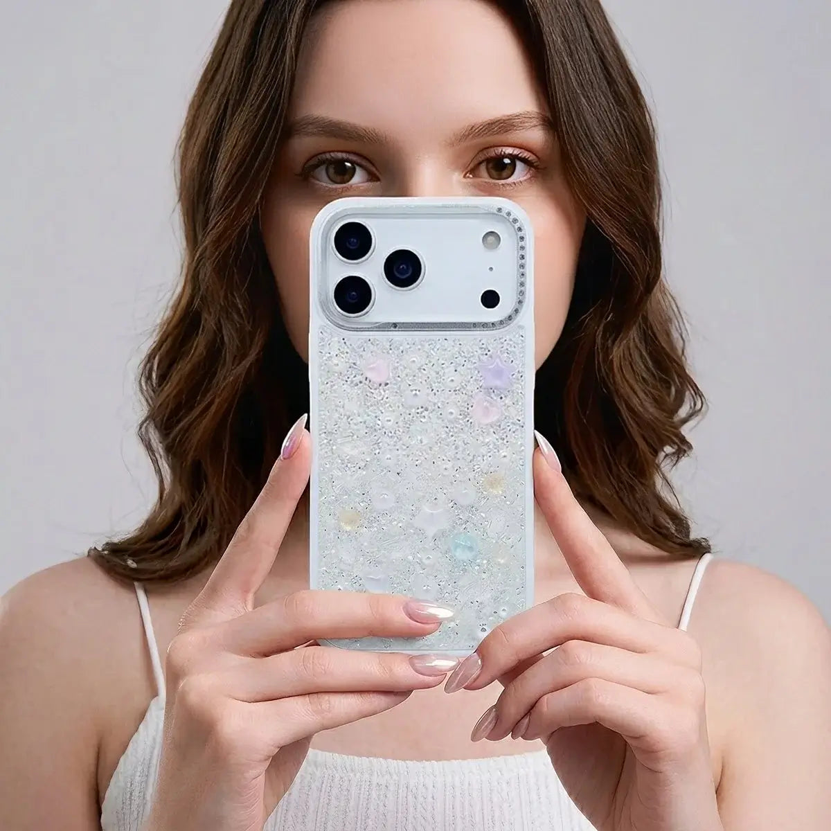 Buy Iridescent Feather Glitter Case for iPhone: MagSafe Compatible, Slim Anti-Drop Shield - LUMI at Caseles-iPhone 17 Pro Max, Light Purple