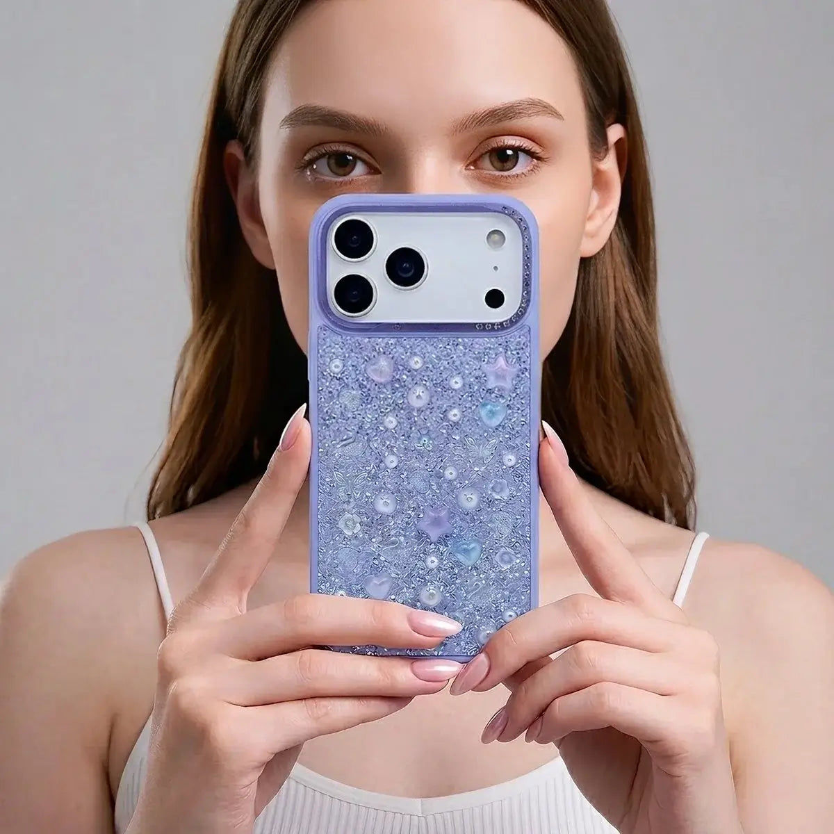 Buy Iridescent Feather Glitter Case for iPhone: MagSafe Compatible, Slim Anti-Drop Shield - LUMI at Caseles-iPhone 17 Pro Max, Light Purple