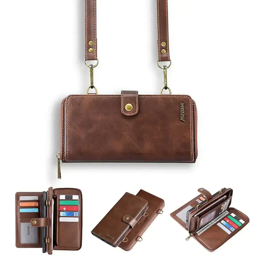 Buy Classic Crossbody Detachable Magnetic Wallet Phone Case, High Capacity with Strap - MILAN at Caseles-Samsung Galaxy A56 5G, Milan-Brown