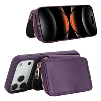 Buy Classic Crossbody Wallet Phone Case, Premium Leather, Credit Card Holder, Zipper Pocket Purse Handbag, Kickstand Shockproof Case - MIREYA at Caseles-iPhone 17 Pro Max, Mireya-Black