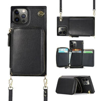 Buy Classic Crossbody Wallet Phone Case, Premium Leather, Credit Card Holder, Zipper Pocket Purse Handbag, Kickstand Shockproof Case - MIREYA at Caseles-iPhone 17 Pro Max, Mireya-Black
