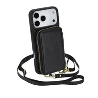 Buy Classic Crossbody Wallet Phone Case, Premium Leather, Credit Card Holder, Zipper Pocket Purse Handbag, Kickstand Shockproof Case - MIREYA at Caseles-iPhone 17 Pro Max, Mireya-Black