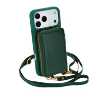 Buy Classic Crossbody Wallet Phone Case, Premium Leather, Credit Card Holder, Zipper Pocket Purse Handbag, Kickstand Shockproof Case - MIREYA at Caseles-iPhone 17 Pro Max, Mohini-Blue