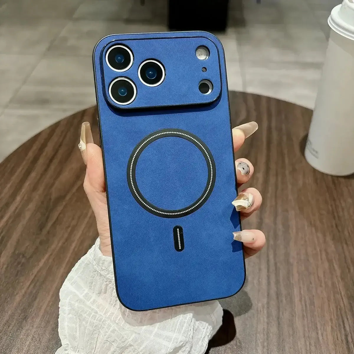 Buy Caseles MagSafe-compatible Ultra-Soft Nappa Leather with SnapLock Technology,Nappa at Caseles-iPhone 17 Pro Max, Blue