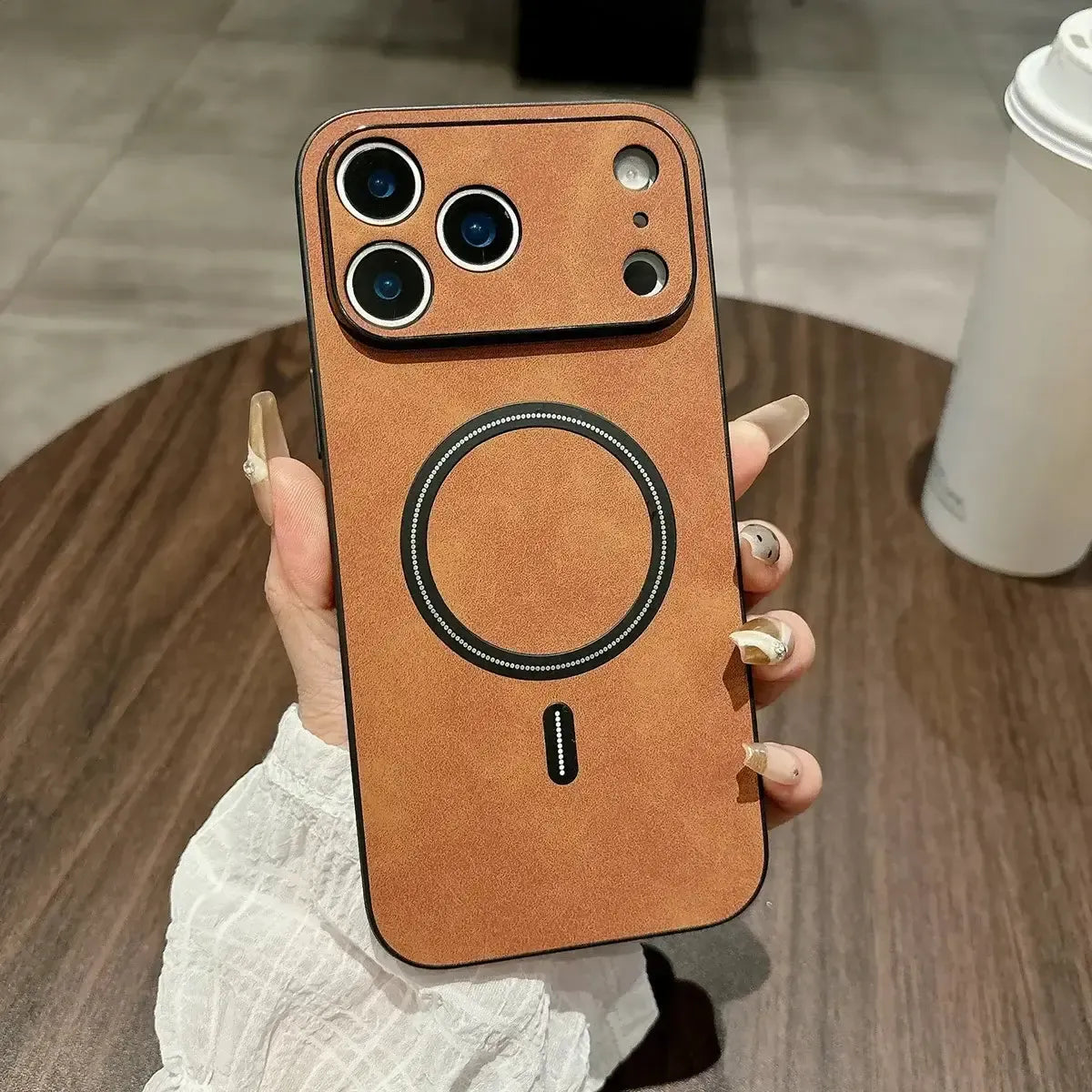 Buy Caseles MagSafe-compatible Ultra-Soft Nappa Leather with SnapLock Technology,Nappa at Caseles-iPhone 17 Pro Max, Bronze