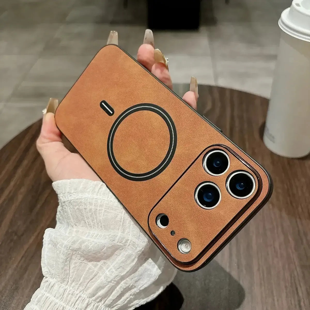 Buy Caseles MagSafe-compatible Ultra-Soft Nappa Leather with SnapLock Technology,Nappa at Caseles-iPhone 17 Pro Max, Brown