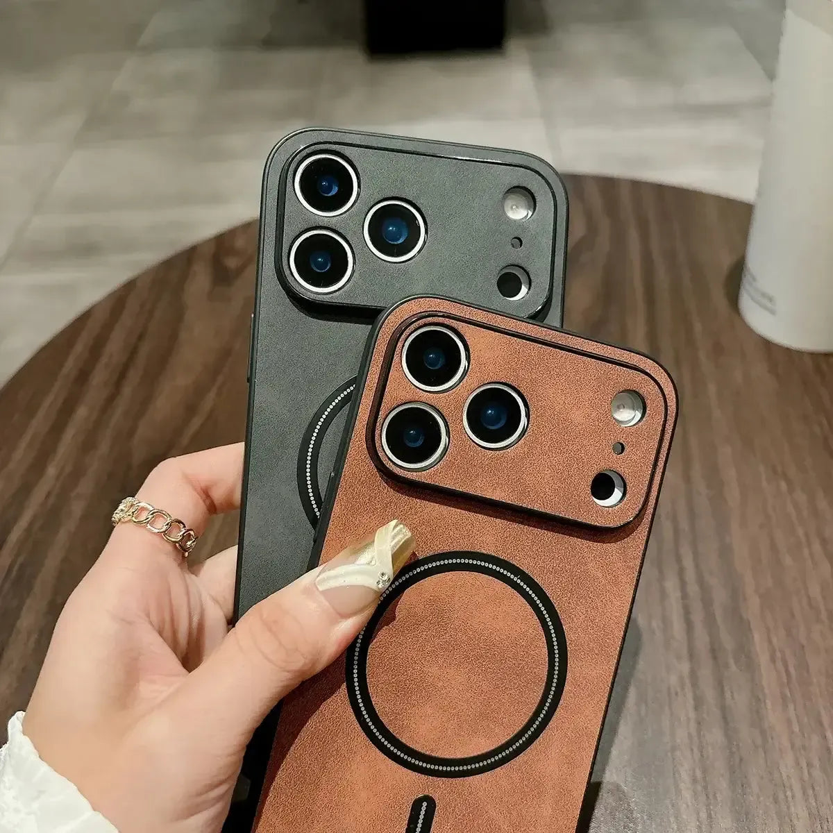 Buy Caseles MagSafe-compatible Ultra-Soft Nappa Leather with SnapLock Technology,Nappa at Caseles-iPhone 17 Pro Max, Brown