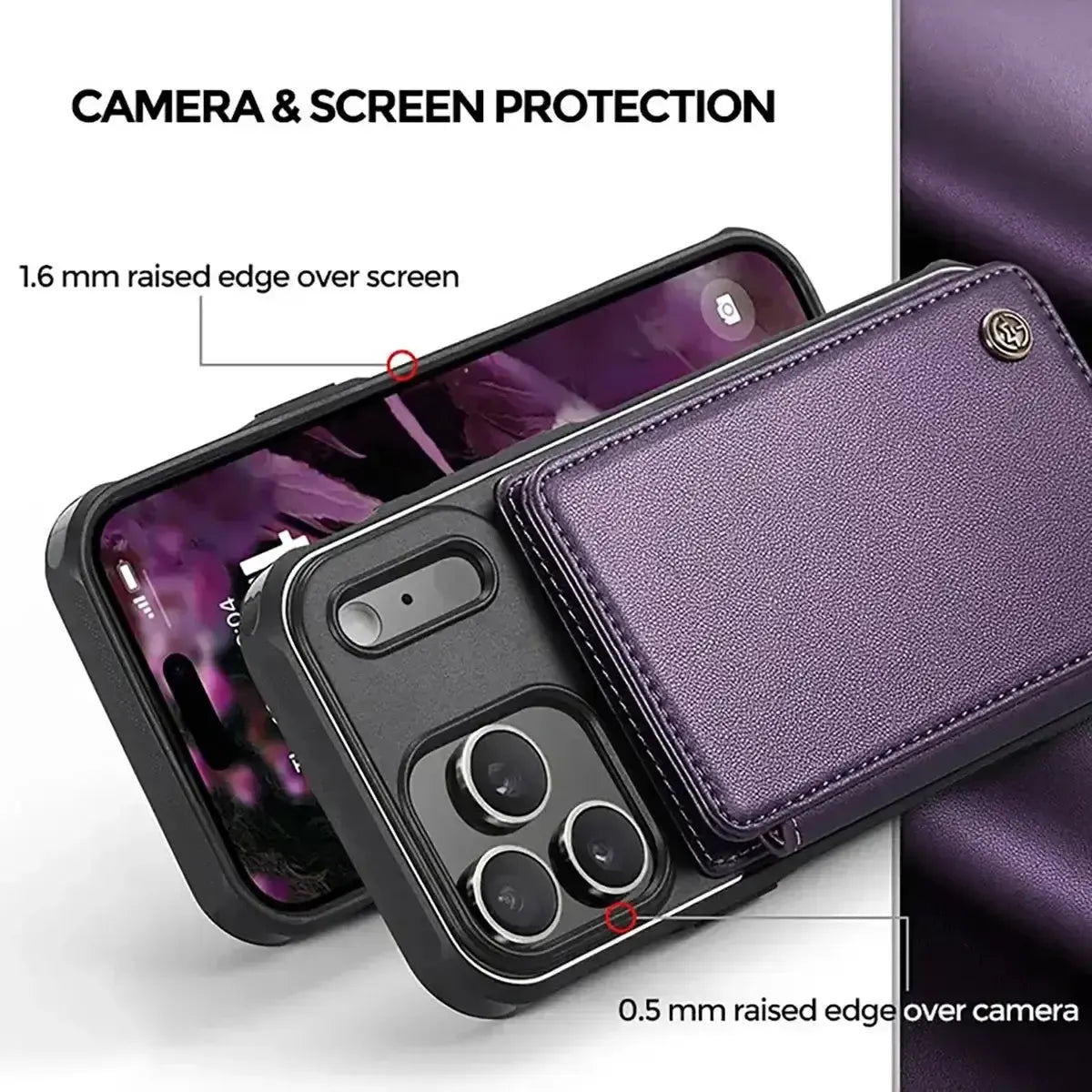 Buy Leather Flip Folio Phone Wallet Case, Magnetic Snap & RFID Blocking Card Slots, Kickstand Shockproof Protective Cover - NASH at Caseles-iPhone 17 Pro Max, Nash-Black