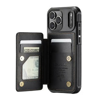 Buy Leather Flip Folio Phone Wallet Case, Magnetic Snap & RFID Blocking Card Slots, Kickstand Shockproof Protective Cover - NASH at Caseles-iPhone 17 Pro Max, Nash-Black