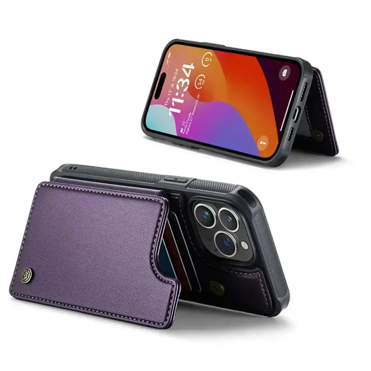 Buy Leather Flip Folio Phone Wallet Case, Magnetic Snap & RFID Blocking Card Slots, Kickstand Shockproof Protective Cover - NASH at Caseles-iPhone 16 Pro Max, Nash-Black