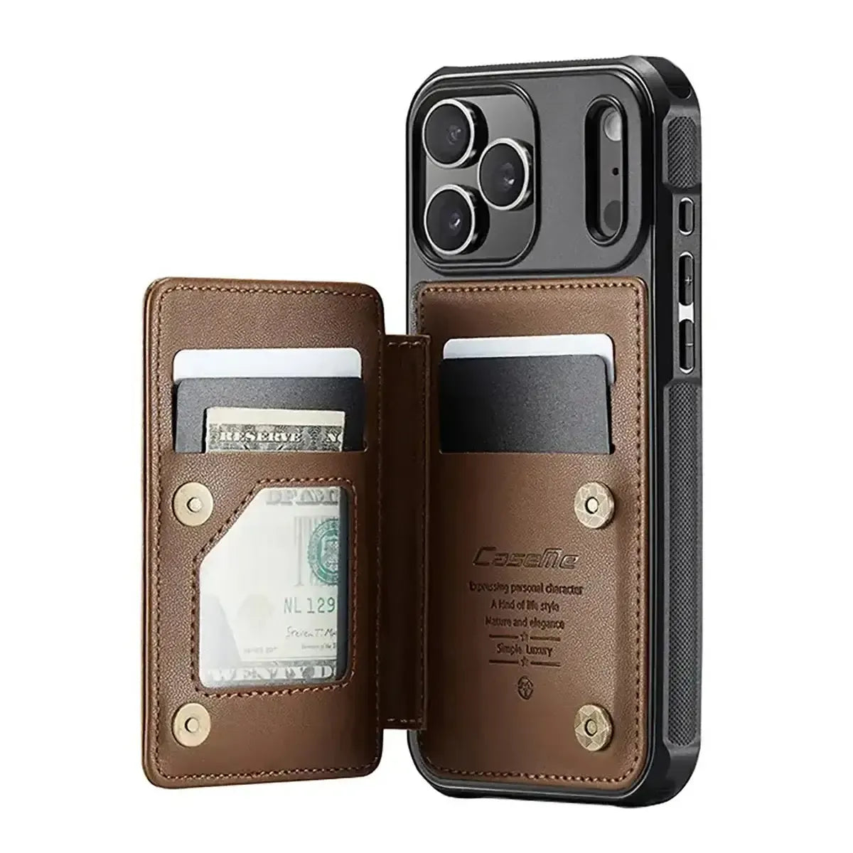 Buy Leather Flip Folio Phone Wallet Case, Magnetic Snap & RFID Blocking Card Slots, Kickstand Shockproof Protective Cover - NASH at Caseles-iPhone 17 Pro Max, Nash-Black