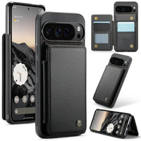 Buy Leather Flip Folio Phone Wallet Case, Magnetic Snap & RFID Blocking Card Slots, Kickstand Shockproof Protective Cover - NASHUA at Caseles-Google Pixel 10 Pro XL, Nash-Black