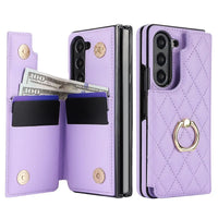 Buy Diamond Pattern Leather Wallet Case for Galaxy Z Fold, Multi-Card Slots & Ring Stand Cover - NATTIE at Caseles-Samsung Galaxy Z Fold 7, Black
