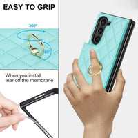 Buy Diamond Pattern Leather Wallet Case for Galaxy Z Fold, Multi-Card Slots & Ring Stand Cover - NATTIE at Caseles-Samsung Galaxy Z Fold 7, Black