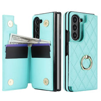 Buy Diamond Pattern Leather Wallet Case for Galaxy Z Fold, Multi-Card Slots & Ring Stand Cover - NATTIE at Caseles-Samsung Galaxy Z Fold 7, Black