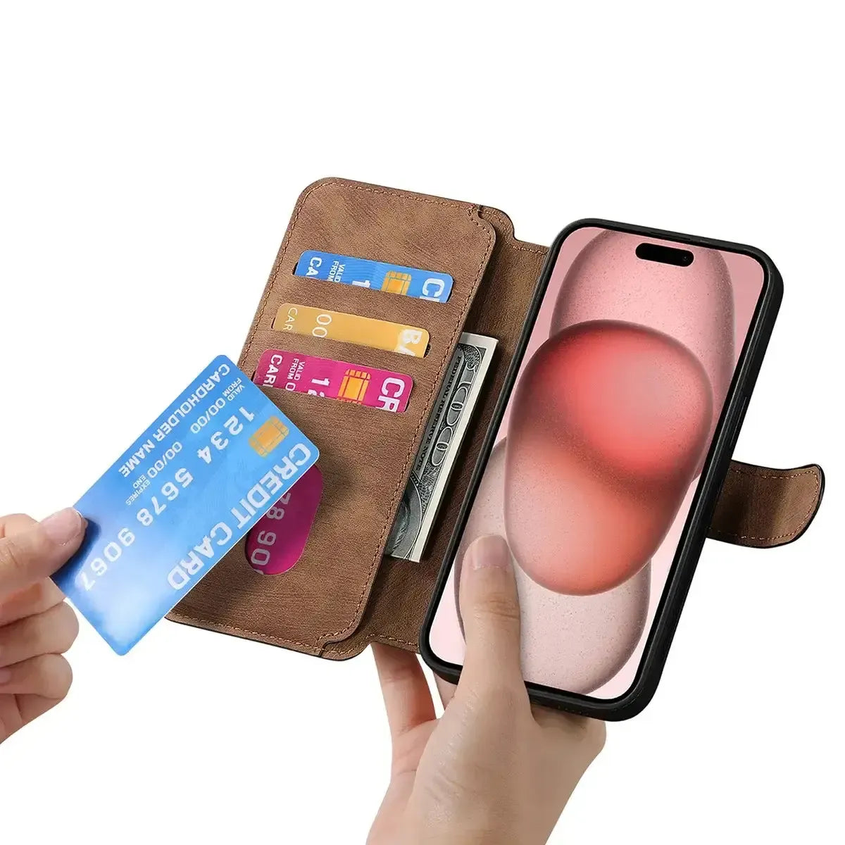Buy Retro Magnetic Wallet Case, Support Magsafe, Detachable 2in1 Folio Flip Cover, with Card Slots - Nelson at Caseles-iPhone 17 Pro Max, Black