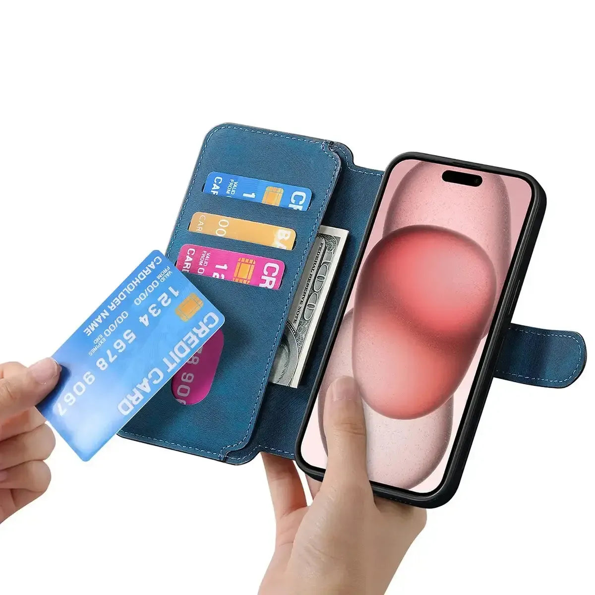Buy Retro Magnetic Wallet Case, Support Magsafe, Detachable 2in1 Folio Flip Cover, with Card Slots - Nelson at Caseles-iPhone 17 Pro Max, Black
