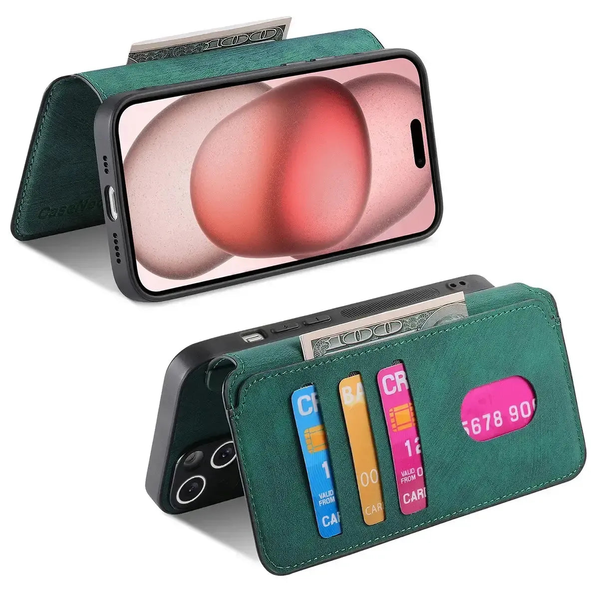 Buy Retro Magnetic Wallet Case, Support Magsafe, Detachable 2in1 Folio Flip Cover, with Card Slots - Nelson at Caseles-iPhone 17 Pro Max, Black