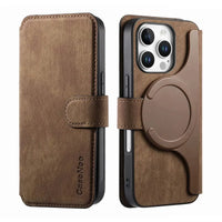 Buy Retro Magnetic Wallet Case, Support Magsafe, Detachable 2in1 Folio Flip Cover, with Card Slots - Nelson at Caseles-iPhone 16 Pro Max, Black
