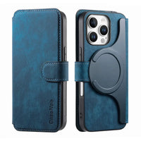 Buy Retro Magnetic Wallet Case, Support Magsafe, Detachable 2in1 Folio Flip Cover, with Card Slots - Nelson at Caseles-iPhone 16 Pro Max, Black