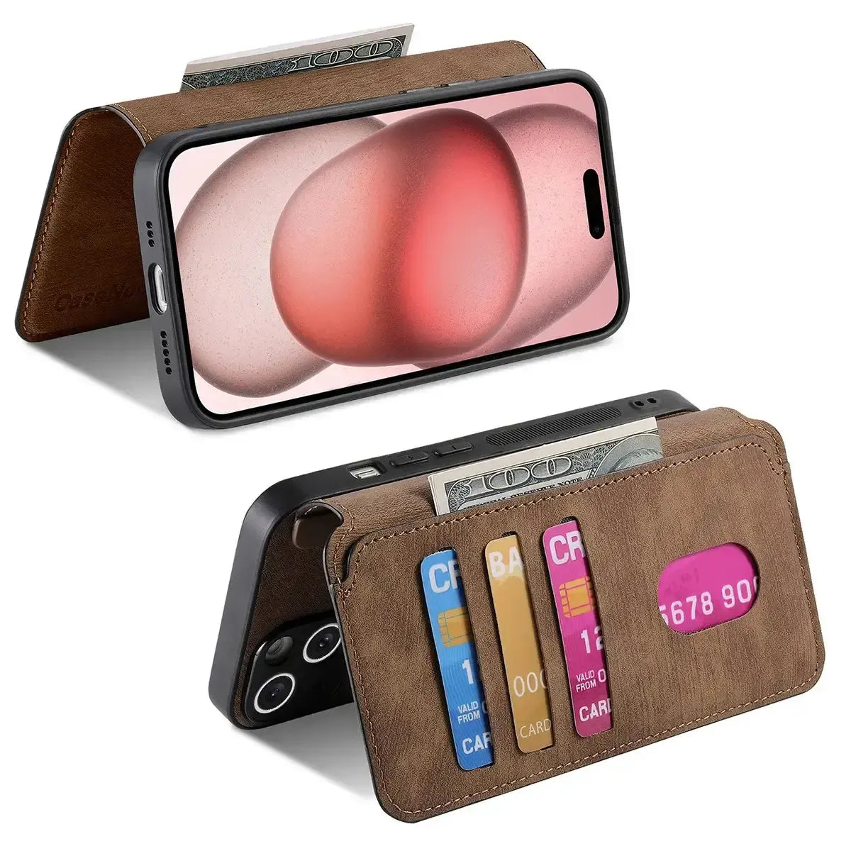 Buy Retro Magnetic Wallet Case, Support Magsafe, Detachable 2in1 Folio Flip Cover, with Card Slots - Nelson at Caseles-iPhone 17 Pro Max, Black