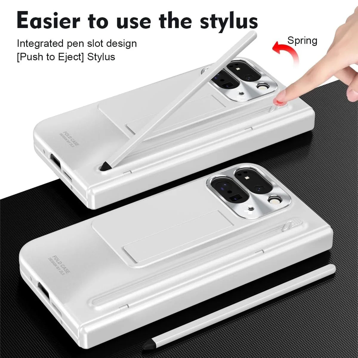 Buy Matte Finish Protective Cover with Built-In HD Screen Protector, S Pen Slot, Included Stylus & Hidden Kickstand - NEXUS at Caseles-Google Pixel 11 Pro Fold, Gold