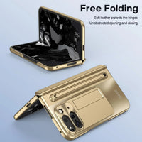 Buy Matte Finish Protective Cover with Built-In HD Screen Protector, S Pen Slot, Included Stylus & Hidden Kickstand - NEXUS at Caseles-Google Pixel 11 Pro Fold, Gold