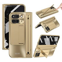 Buy Matte Finish Protective Cover with Built-In HD Screen Protector, S Pen Slot, Included Stylus & Hidden Kickstand - NEXUS at Caseles-Google Pixel 11 Pro Fold, Gold