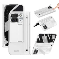 Buy Matte Finish Protective Cover with Built-In HD Screen Protector, S Pen Slot, Included Stylus & Hidden Kickstand - NEXUS at Caseles-Google Pixel 11 Pro Fold, White