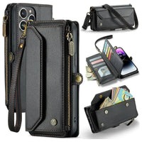 Buy Zipper Wallet Phone Case, RFID Blocking, Leather, Card Slots, for Samsung Galaxy - NOVA at Caseles-Samsung Galaxy A72 5G, Aurora-Black