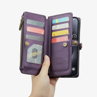 Buy Zipper Wallet Phone Case, RFID Blocking, Leather, Card Slots, for Samsung Galaxy - NOVA at Caseles-Samsung Galaxy A72 5G, Aurora-Purple