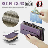 Buy Zipper Wallet Phone Case, RFID Blocking, Leather, Card Slots, for Samsung Galaxy - NOVA at Caseles-Samsung Galaxy A72 5G, Aurora-Purple