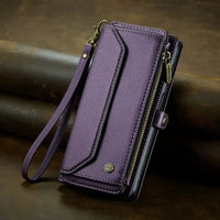 Buy Zipper Wallet Phone Case, RFID Blocking, Leather, Card Slots, for Samsung Galaxy - NOVA at Caseles-Samsung Galaxy A72 5G, Aurora-Purple