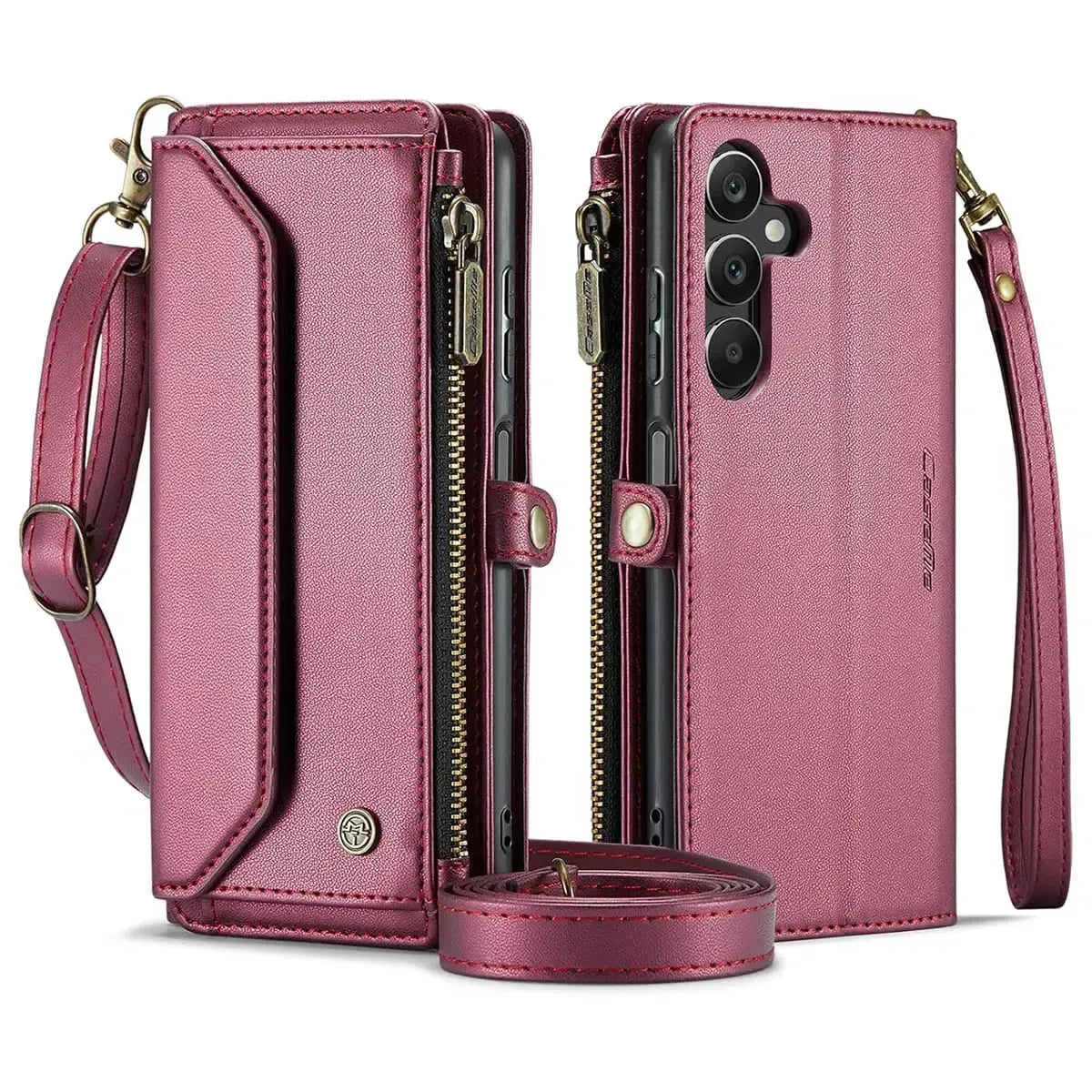 Buy Zipper Wallet Phone Case, RFID Blocking, Leather, Card Slots, for Samsung Galaxy - NOVA at Caseles-Samsung Galaxy A72 5G, Aurora-Purple