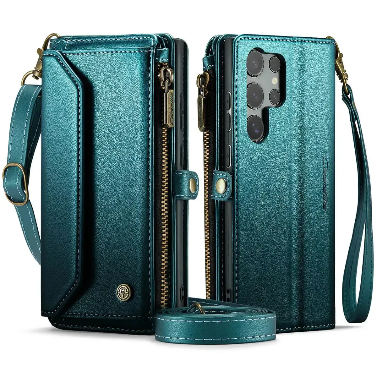 Buy Zipper Wallet Phone Case, RFID Blocking, Leather, Card Slots, for Samsung Galaxy - NOVA at Caseles-Samsung Galaxy A72 5G, Aurora-Purple