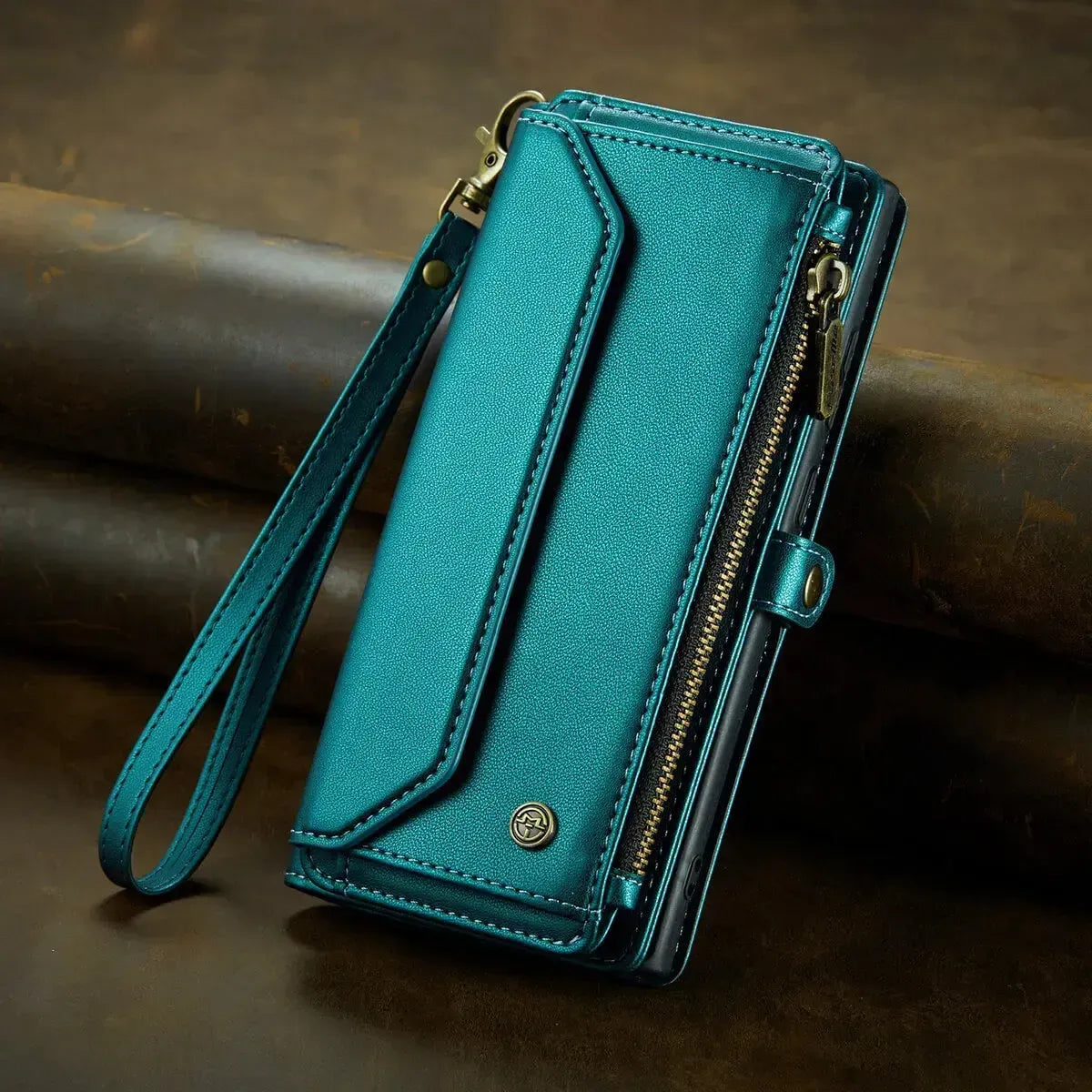 Buy Zipper Wallet Phone Case, RFID Blocking, Leather, Card Slots, for Samsung Galaxy - NOVA at Caseles-Samsung Galaxy A72 5G, Aurora-Purple
