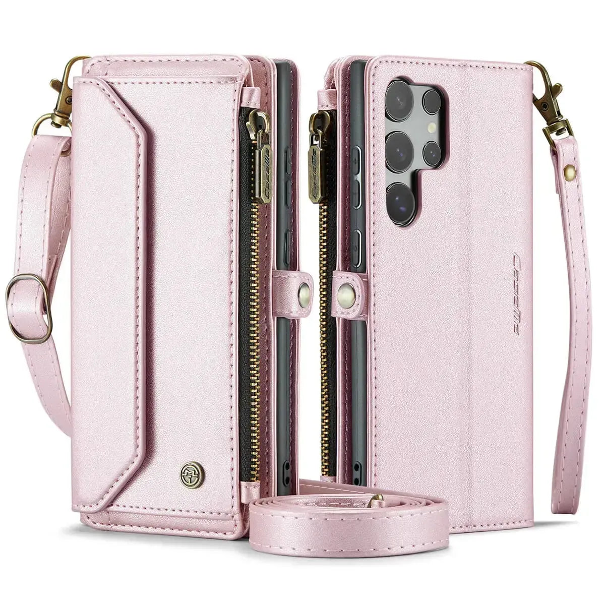 Buy Zipper Wallet Phone Case, RFID Blocking, Leather, Card Slots, for Samsung Galaxy - NOVA at Caseles-Samsung Galaxy A72 5G, Aurora-Purple
