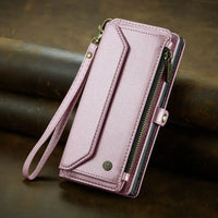 Buy Zipper Wallet Phone Case, RFID Blocking, Leather, Card Slots, for Samsung Galaxy - NOVA at Caseles-Samsung Galaxy A72 5G, Aurora-Purple