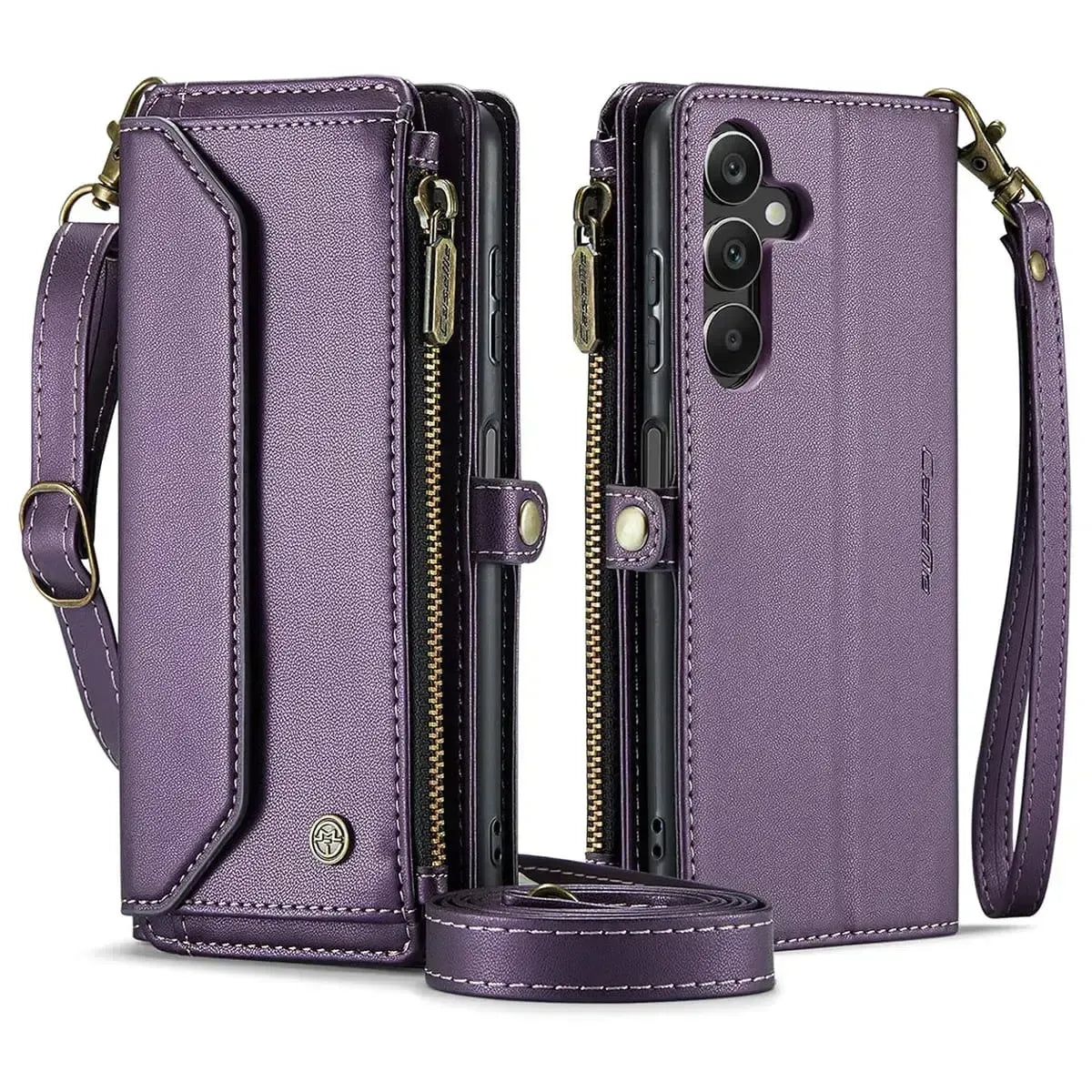 Buy Zipper Wallet Phone Case, RFID Blocking, Leather, Card Slots, for Samsung Galaxy - NOVA at Caseles-Samsung Galaxy A72 5G, Aurora-Purple