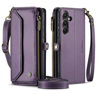 Buy Zipper Wallet Phone Case, RFID Blocking, Leather, Card Slots, for Samsung Galaxy - NOVA at Caseles-Samsung Galaxy A72 5G, Aurora-Purple