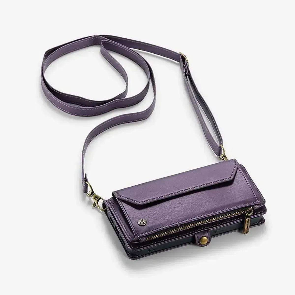 Buy Zipper Wallet Phone Case, RFID Blocking, Leather, Card Slots, for Samsung Galaxy - NOVA at Caseles-Samsung Galaxy A72 5G, Aurora-Purple