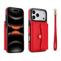 Buy Crossbody Wallet Phone Case, Magnetic Closure Flip Handbag, Leather, Card Holder, Wrist Strap Lanyard, RFID Blocking Kickstand Cover - OLIVIA at Caseles-iPhone 17 Pro Max, Oliana-Black