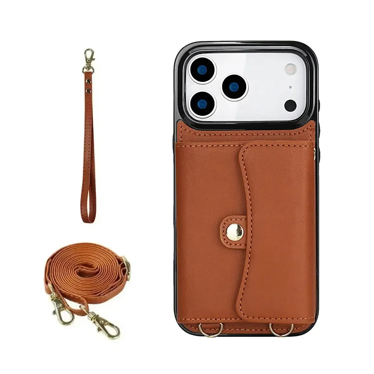 Buy Crossbody Wallet Phone Case, Magnetic Closure Flip Handbag, Leather, Card Holder, Wrist Strap Lanyard, RFID Blocking Kickstand Cover - OLIVIA at Caseles-iPhone 17 Pro Max, Oliana-Black