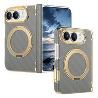 Buy Magnetic 360° Rotating Ring Stand Case with Hinge Protection, Electroplated Gold Frame & Drop-Proof Defense - ORBIS at Caseles-iPhone Ultra, Bronze