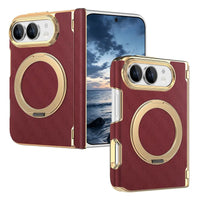 Buy Magnetic 360° Rotating Ring Stand Case with Hinge Protection, Electroplated Gold Frame & Drop-Proof Defense - ORBIS at Caseles-iPhone Ultra, Bronze