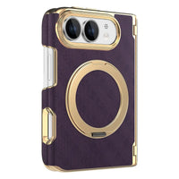 Buy Magnetic 360° Rotating Ring Stand Case with Hinge Protection, Electroplated Gold Frame & Drop-Proof Defense - ORBIS at Caseles-iPhone Ultra, Bronze