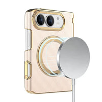 Buy Magnetic 360° Rotating Ring Stand Case with Hinge Protection, Electroplated Gold Frame & Drop-Proof Defense - ORBIS at Caseles-iPhone Ultra, Bronze