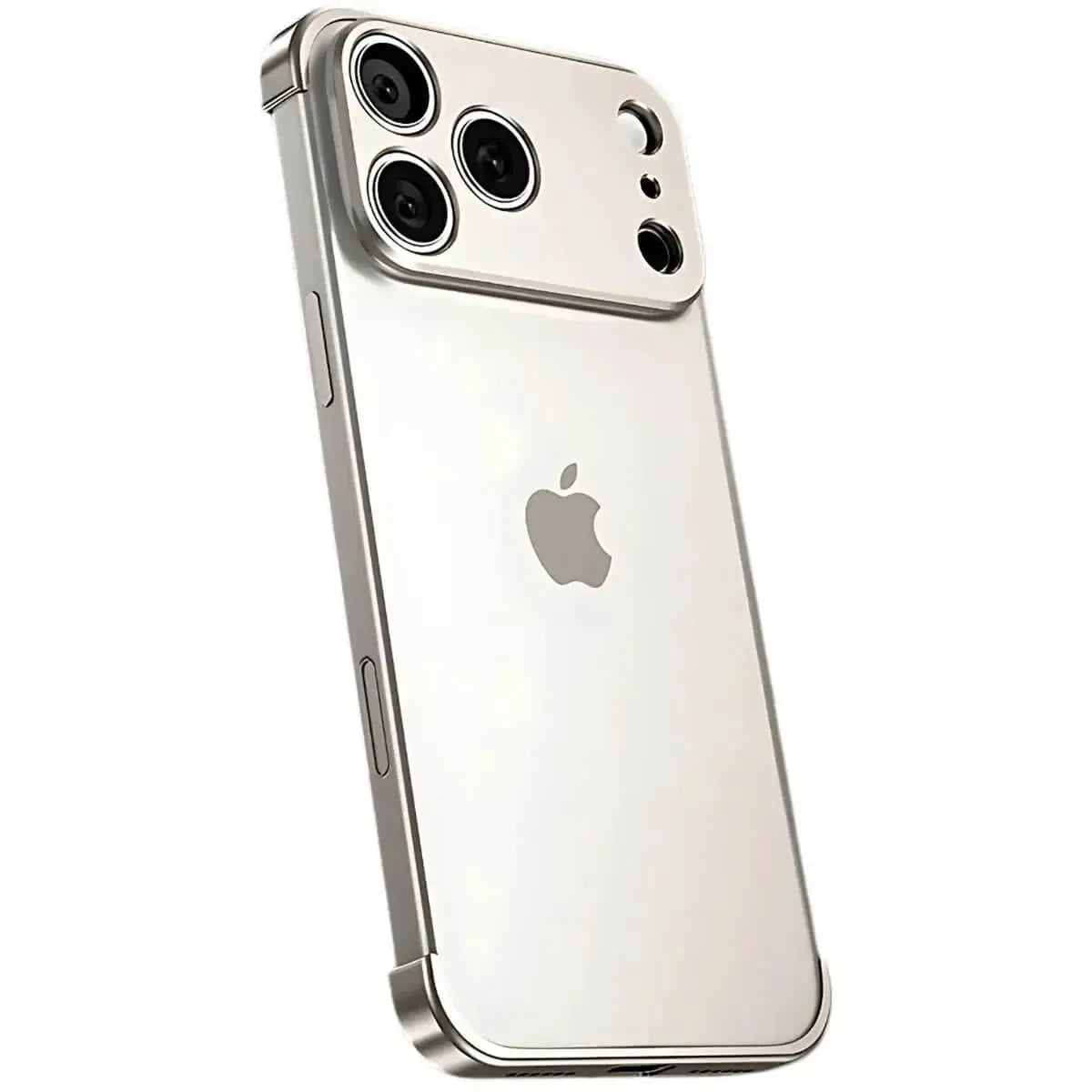 Buy Metal Corner Bumper iPhone Case, Frameless Lens Protector, EdgeGuard Protective Cover - Owen at Caseles-iPhone 17 Pro Max, Silver