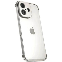 Buy Metal Corner Bumper iPhone Case, Frameless Lens Protector, EdgeGuard Protective Cover - Owen at Caseles-iPhone 17, Silver